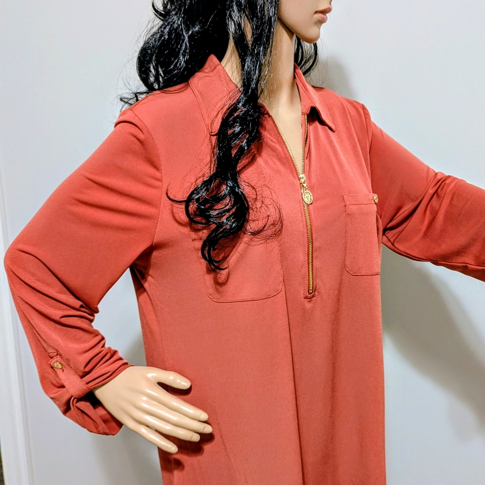 Anne Klein 3/4 Zip Front Blouse – Size (See Measurements) #780